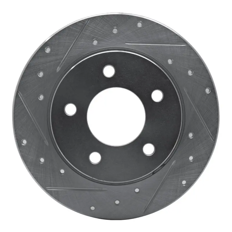 R1 04-13 Mazda 3 Rear Left Drilled & Slotted Silver Brake Rotor 1