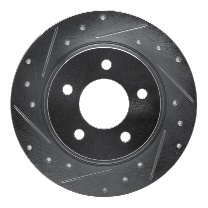 R1 04-13 Mazda 3 Rear Left Drilled & Slotted Silver Brake Rotor 1