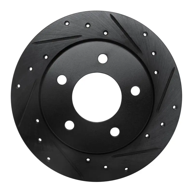 R1 04-13 Mazda 3 Rear Right Drilled & Slotted Black Brake Rotor 1