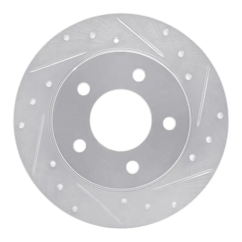 R1 04-13 Mazda 3 Rear Right Drilled & Slotted Silver Brake Rotor 1
