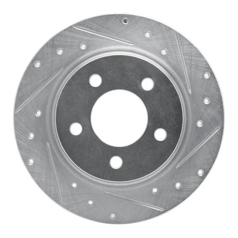 R1 04-13 Mazda 3 Rear Right Drilled & Slotted Silver Brake Rotor 1