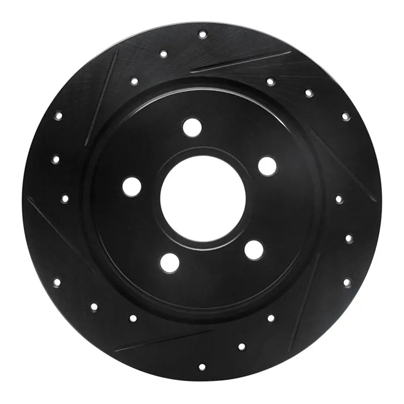 R1 04-13 Volvo S40 Rear Left Drilled & Slotted Black Brake Rotor 1