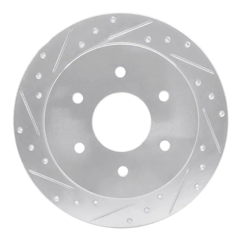 R1 04-15 Infiniti Qx56 Rear Left Drilled & Slotted Silver Brake Rotor 1