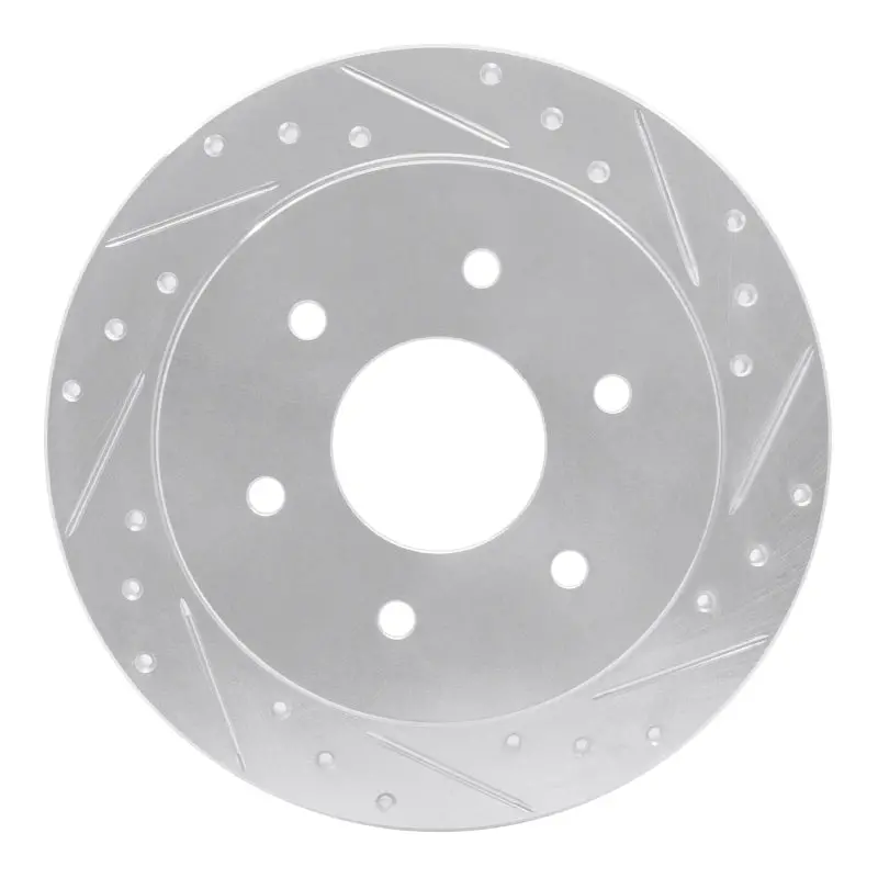 R1 04-15 Infiniti Qx56 Rear Right Drilled & Slotted Silver Brake Rotor 1