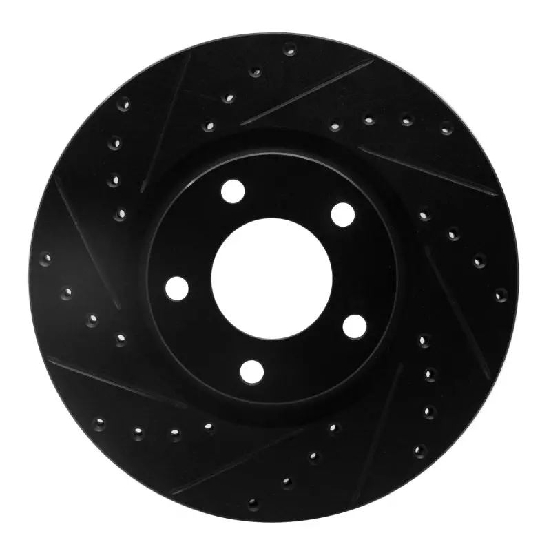 R1 04-15 Mazda 3 Front Left Drilled & Slotted Black Brake Rotor 1