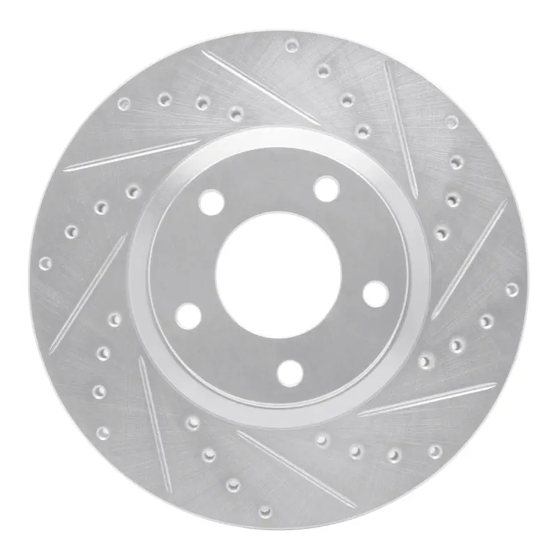 R1 04-15 Mazda 3 Front Right Drilled & Slotted Silver Brake Rotor 1
