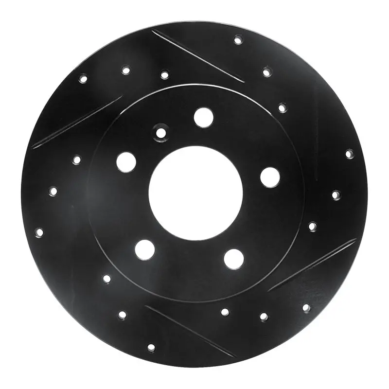 R1 04-16 Buick Allure Rear Right Drilled & Slotted Black Brake Rotor 1