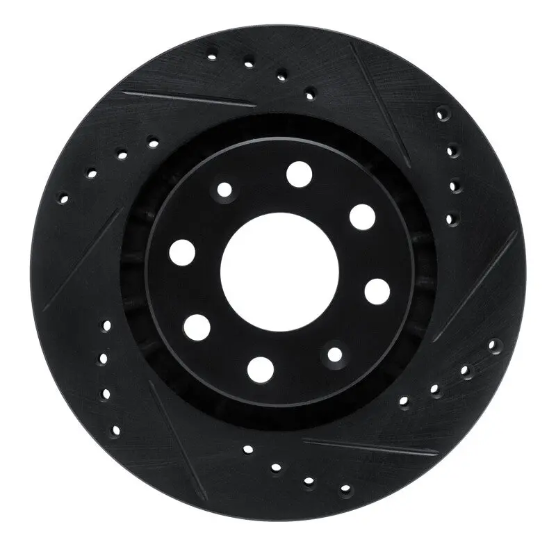 R1 04-17 Chevrolet Aveo5 Front Right Drilled & Slotted Black Brake Rotor 1