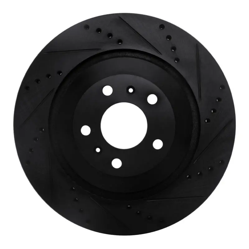 R1 04-18 Audi A8 Rear Right Drilled & Slotted Black Brake Rotor 1