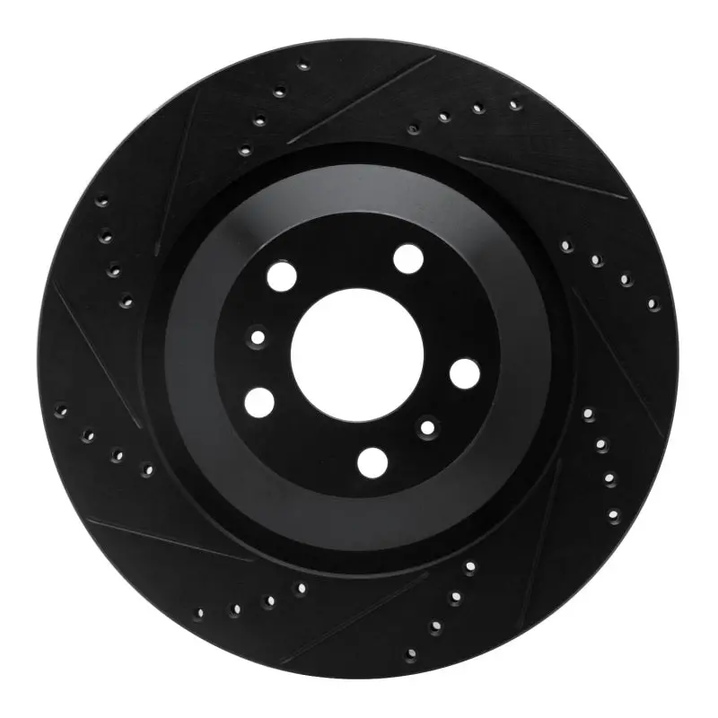 R1 04-18 Audi S8 Rear Left Drilled & Slotted Black Brake Rotor 1