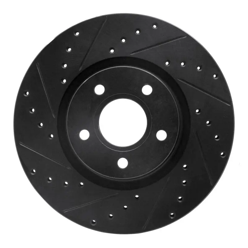 R1 04-19 Ford C-Max Front Left Drilled & Slotted Black Brake Rotor 1