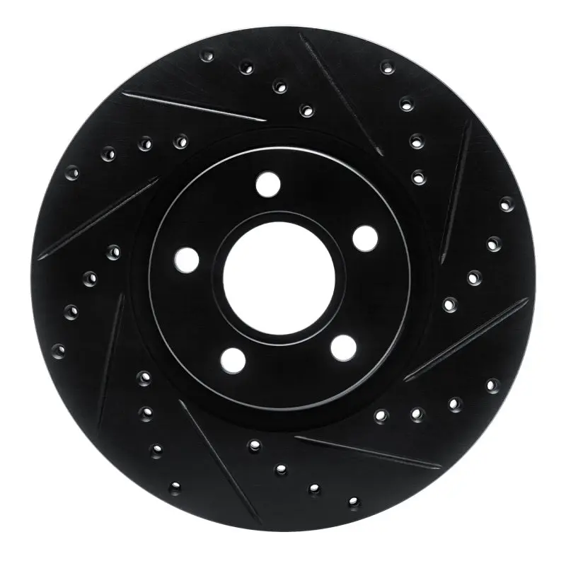 R1 04-19 Ford C-Max Front Right Drilled & Slotted Black Brake Rotor 1