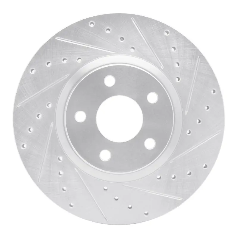 R1 04-19 Ford Escape Front Right Drilled & Slotted Silver Brake Rotor 1