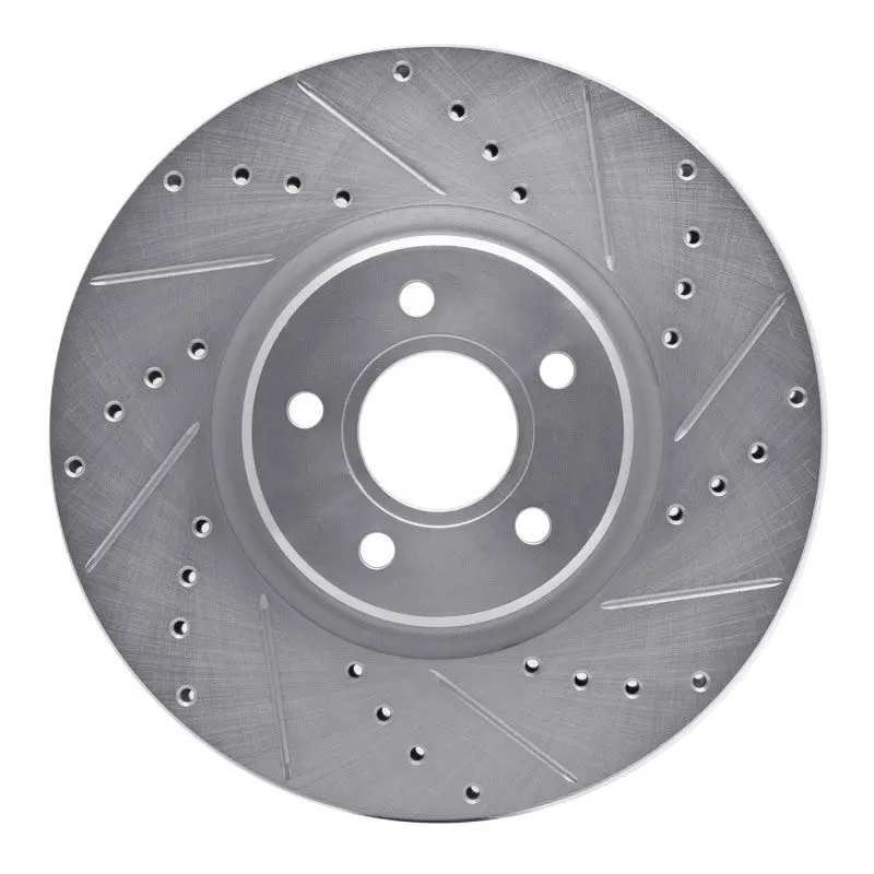 R1 04-19 Ford Escape Front Right Drilled & Slotted Silver Brake Rotor 1