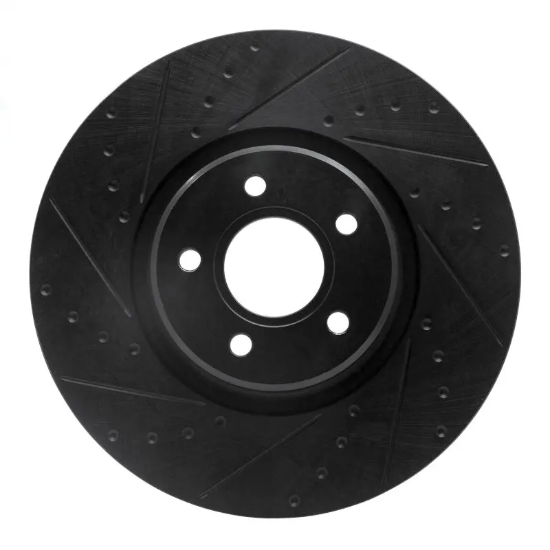 R1 04-19 Ford Focus Front Left Drilled & Slotted Black Brake Rotor 1