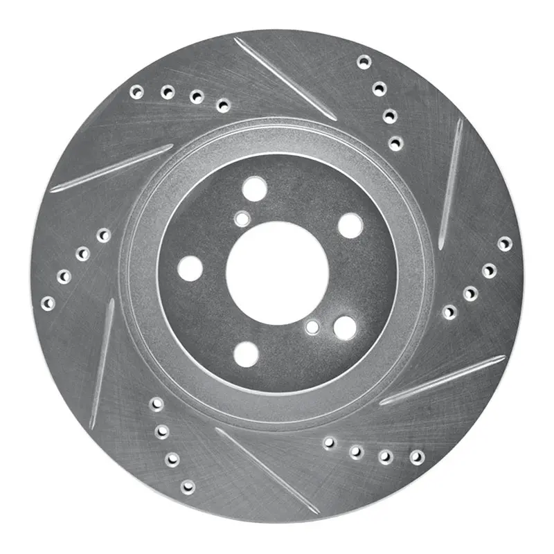 R1 04-25 Scion Fr-S Front Right Drilled & Slotted Silver Brake Rotor 1