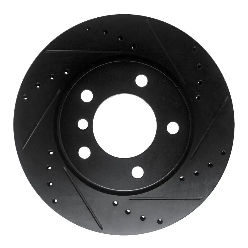 R1 05-07 Bmw 120I (Mexico) Front Right Drilled & Slotted Black Brake Rotor 1