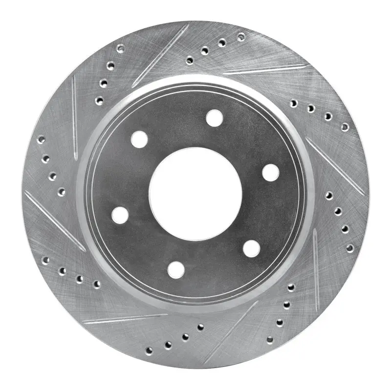 R1 05-07 Infiniti Qx56 Front Left Drilled & Slotted Silver Brake Rotor 1