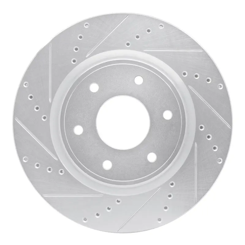 R1 05-07 Infiniti Qx56 Front Left Drilled & Slotted Silver Brake Rotor 1