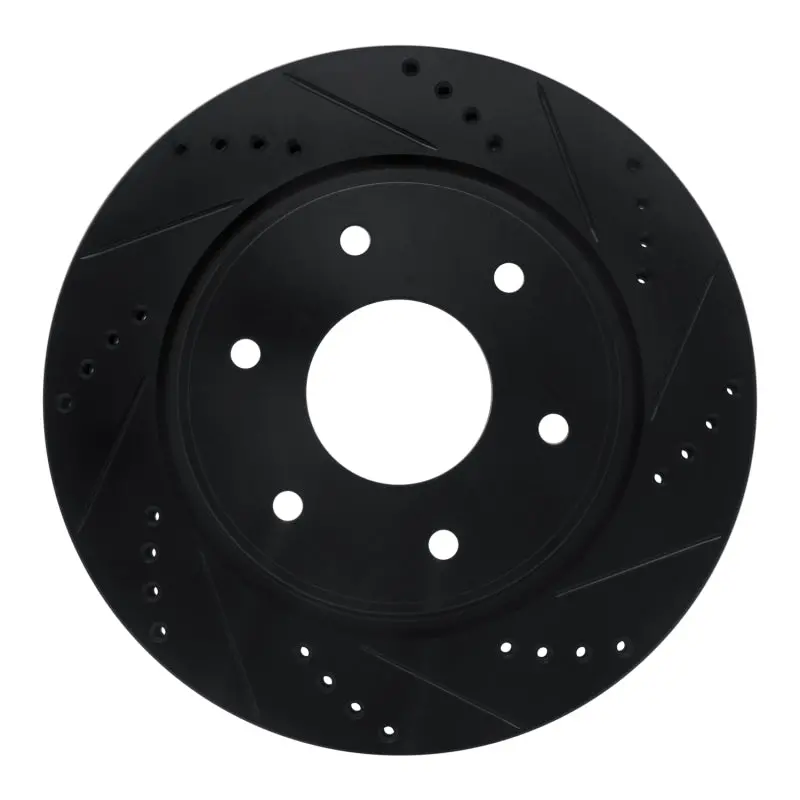 R1 05-07 Infiniti Qx56 Front Right Drilled & Slotted Black Brake Rotor 1
