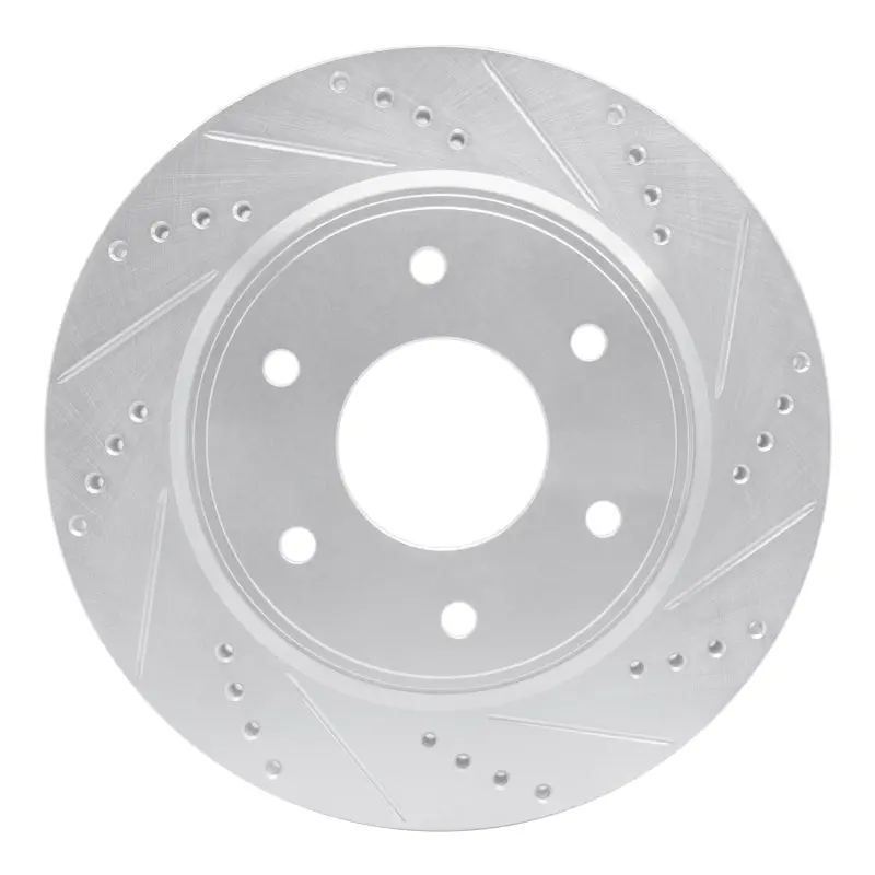 R1 05-07 Infiniti Qx56 Front Right Drilled & Slotted Silver Brake Rotor 1