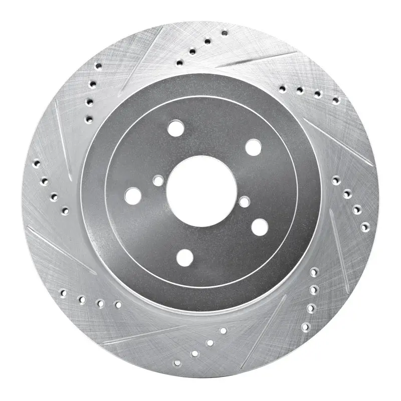 R1 05-07 Subaru Impreza Rear Left Drilled & Slotted Silver Brake Rotor 1