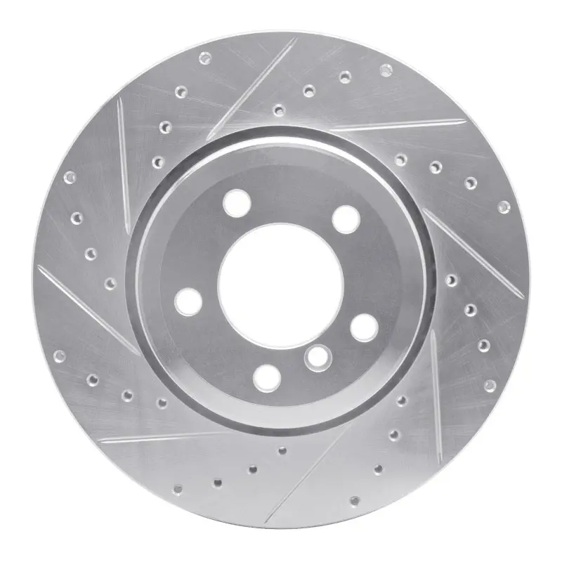 R1 05-08 Bmw 760I Rear Left Drilled & Slotted Silver Brake Rotor 1
