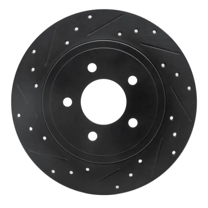 R1 05-08 Ford Escape Rear Left Drilled & Slotted Black Brake Rotor 1