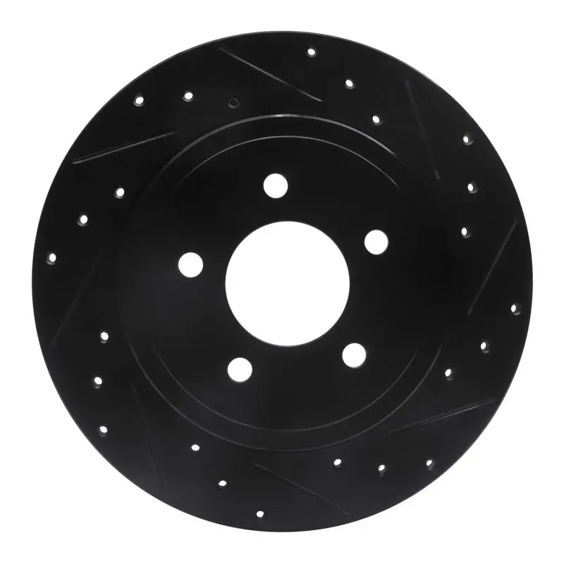 R1 05-08 Ford Escape Rear Right Drilled & Slotted Black Brake Rotor 1