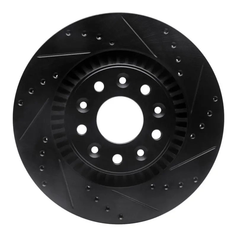 R1 05-09 Ford Freestyle Front Right Drilled & Slotted Black Brake Rotor 1