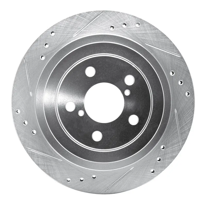 R1 05-09 Subaru Impreza Rear Left Drilled & Slotted Silver Brake Rotor 1