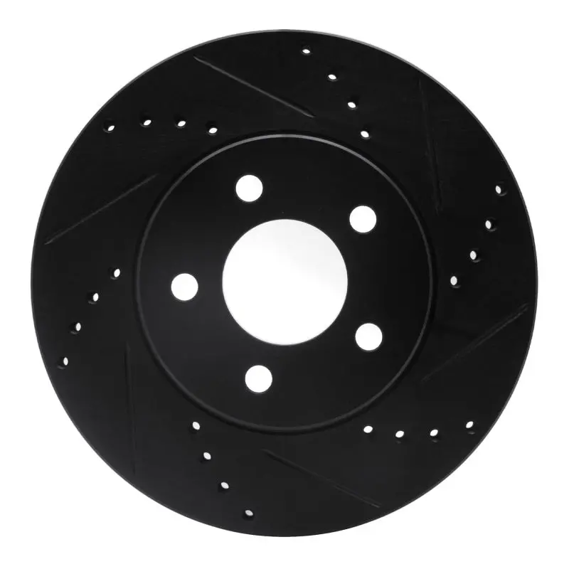 R1 05-10 Ford Mustang Front Right Drilled & Slotted Black Brake Rotor 1