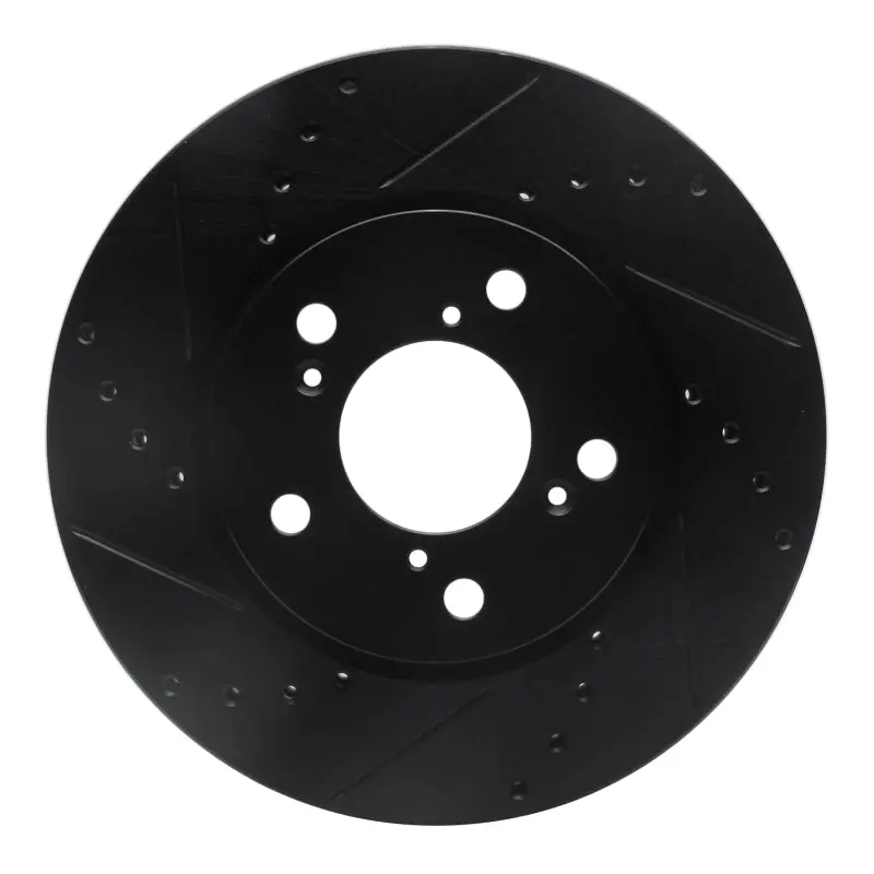 R1 05-10 Honda Odyssey Front Left Drilled & Slotted Black Brake Rotor 1