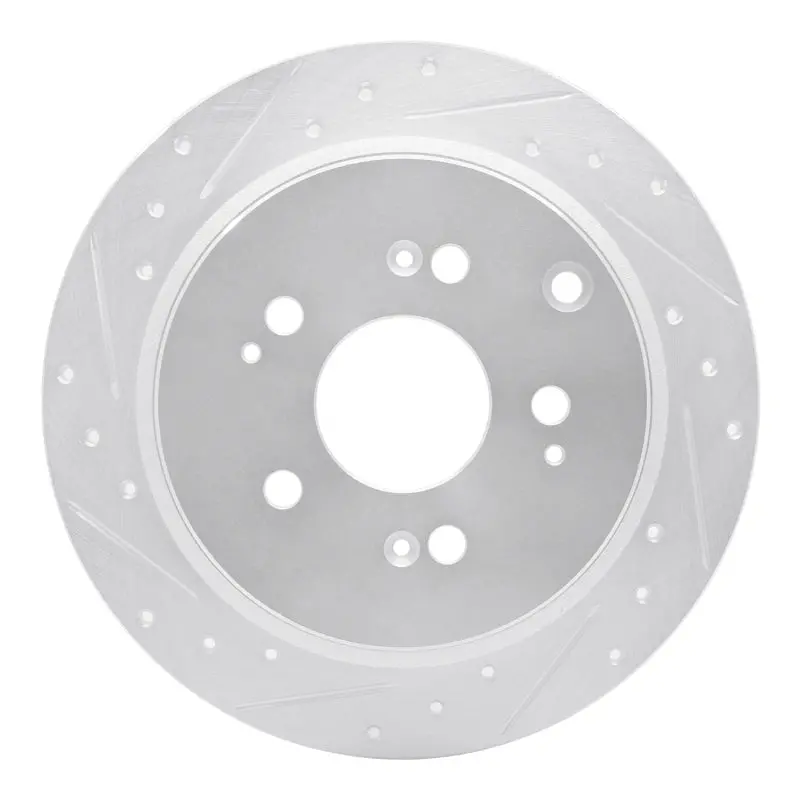 R1 05-10 Honda Odyssey Rear Left Drilled & Slotted Silver Brake Rotor 1