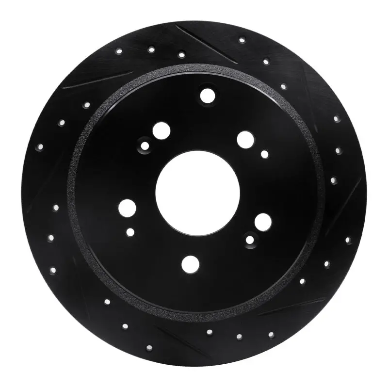 R1 05-10 Honda Odyssey Rear Right Drilled & Slotted Black Brake Rotor 1