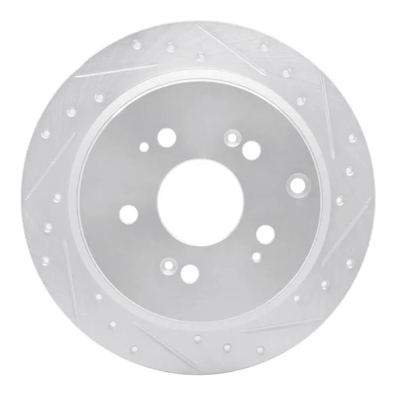 R1 05-10 Honda Odyssey Rear Right Drilled & Slotted Silver Brake Rotor 1