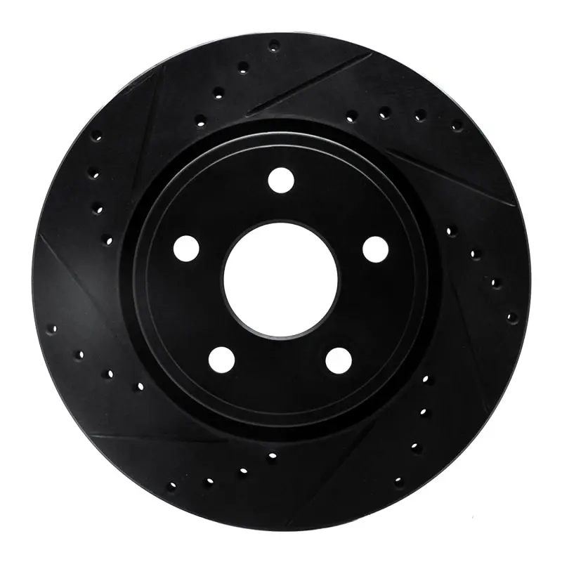 R1 05-10 Jeep Commander Front Left Drilled & Slotted Black Brake Rotor 1