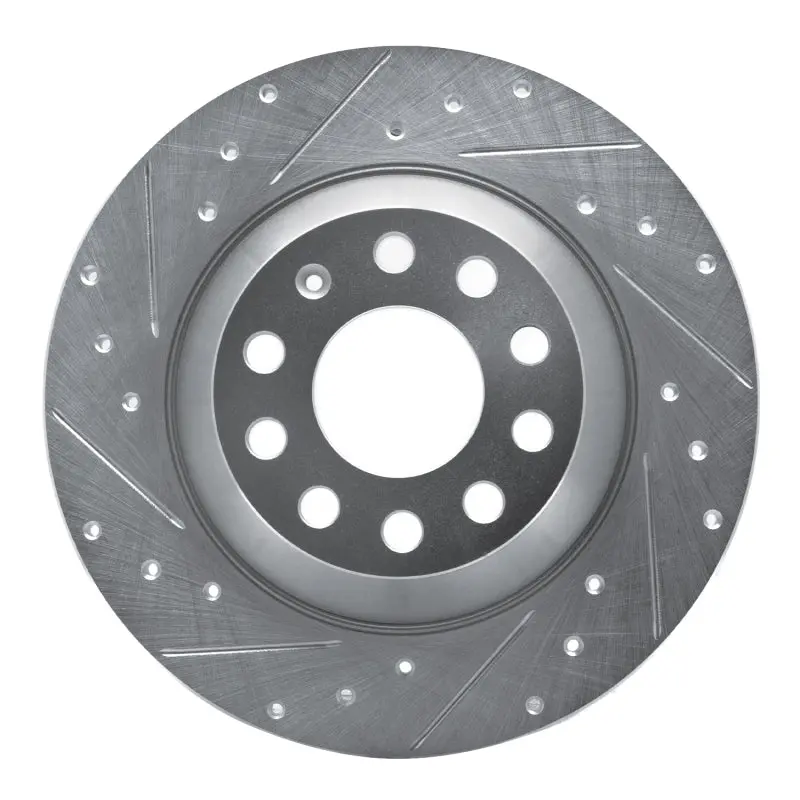 R1 05-11 Audi A6 Quattro Rear Left Drilled & Slotted Silver Brake Rotor 1