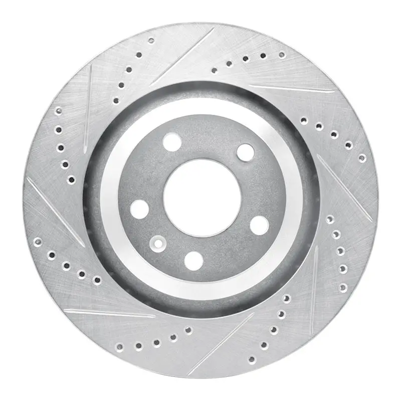 R1 05-11 Audi A6 Quattro Rear Left Drilled & Slotted Silver Brake Rotor 1