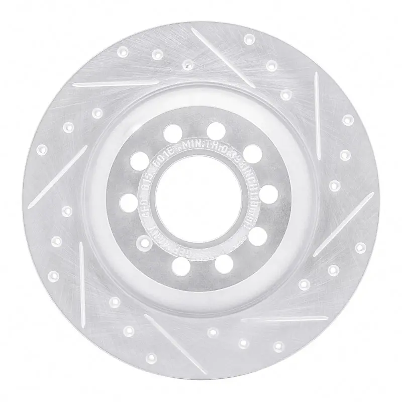 R1 05-11 Audi A6 Quattro Rear Right Drilled & Slotted Silver Brake Rotor 1