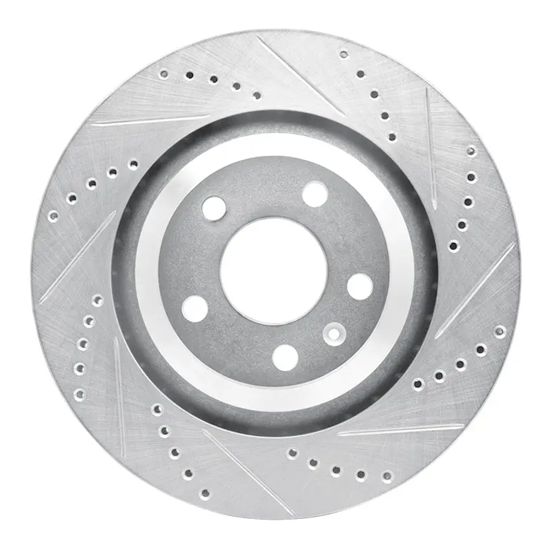 R1 05-11 Audi A6 Quattro Rear Right Drilled & Slotted Silver Brake Rotor 1