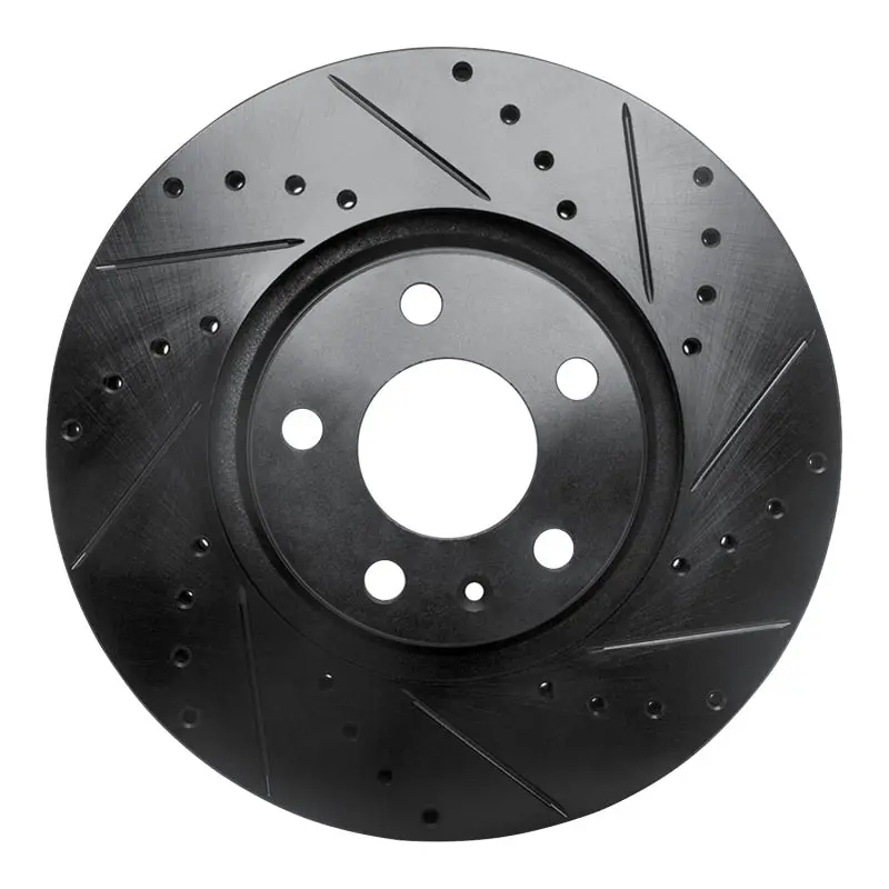 R1 05-11 Audi A6 (Usa/Canada) Front Right Drilled & Slotted Black Brake Rotor 1