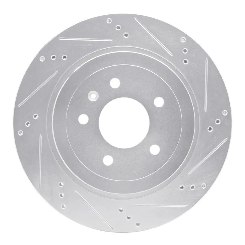 R1 05-11 Cadillac Sts Rear Right Drilled & Slotted Silver Brake Rotor 1