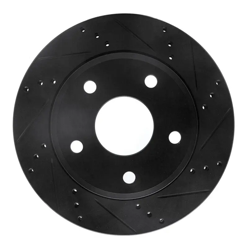 R1 05-11 Dodge Dakota Rwd Front Right Drilled & Slotted Black Brake Rotor 1