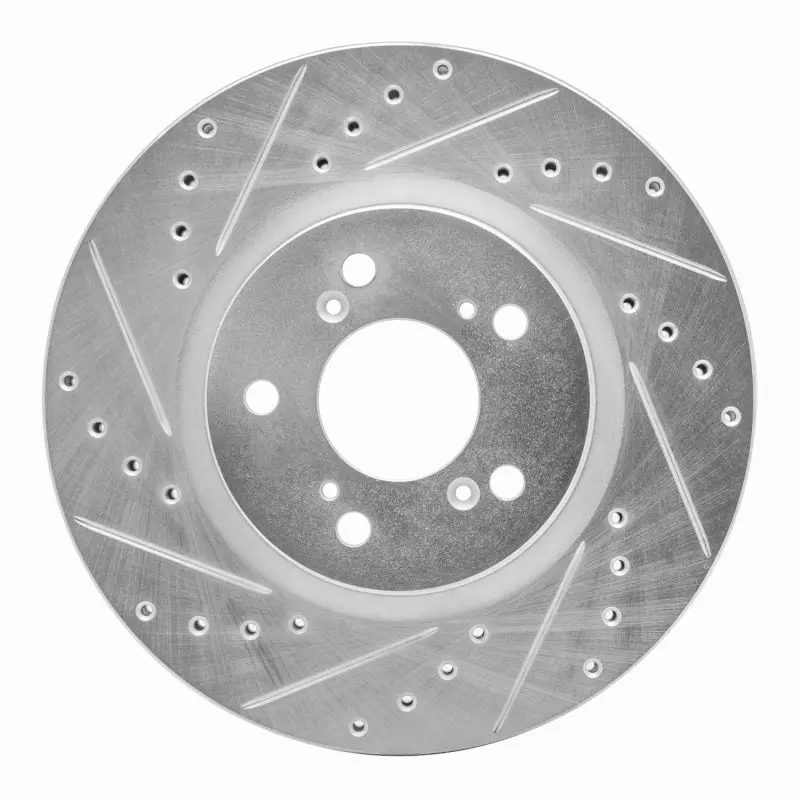 R1 05-12 Acura Rl Front Left Drilled & Slotted Silver Brake Rotor 1