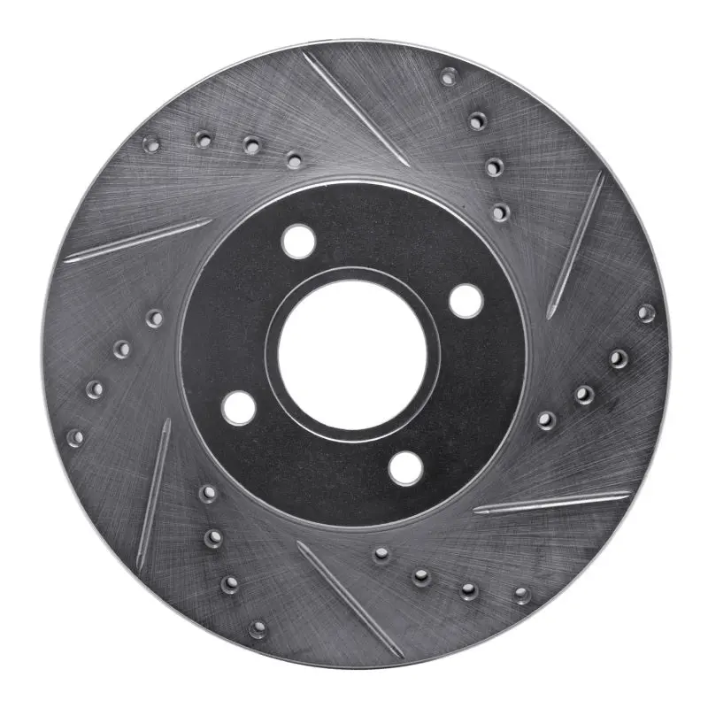 R1 05-12 Ford Focus Front Right Drilled & Slotted Silver Brake Rotor 1