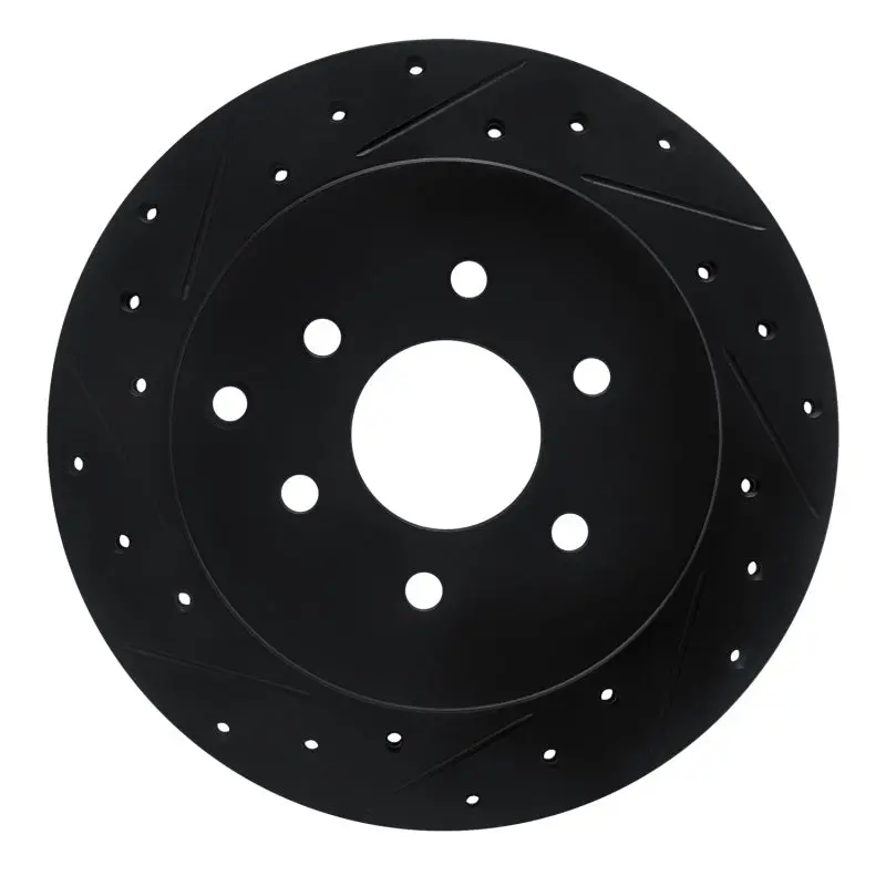 R1 05-12 Nissan Pathfinder Rear Left Drilled & Slotted Black Brake Rotor 1