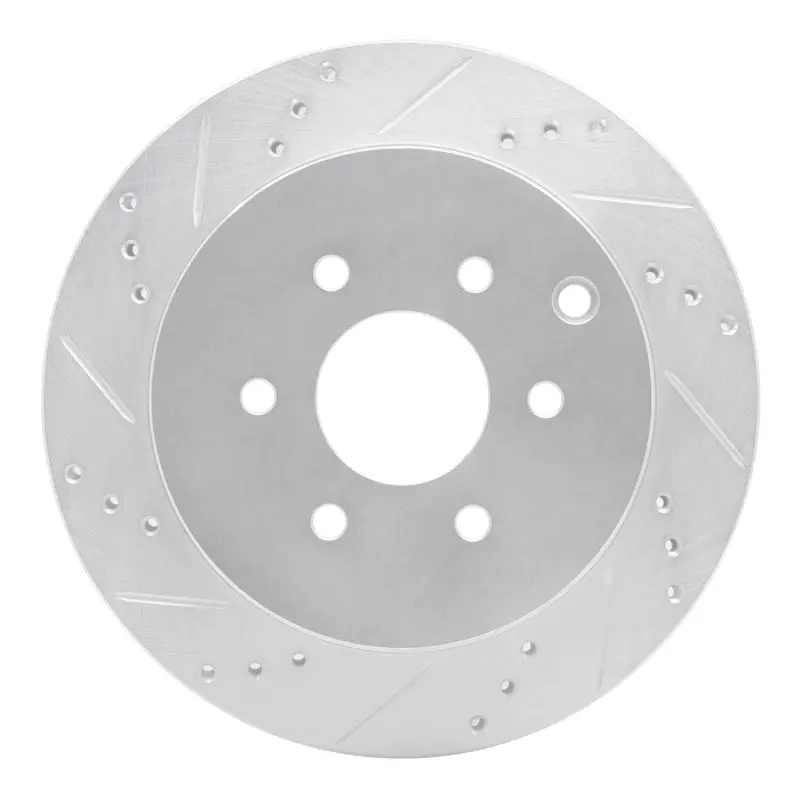R1 05-12 Nissan Pathfinder Rear Left Drilled & Slotted Silver Brake Rotor 1
