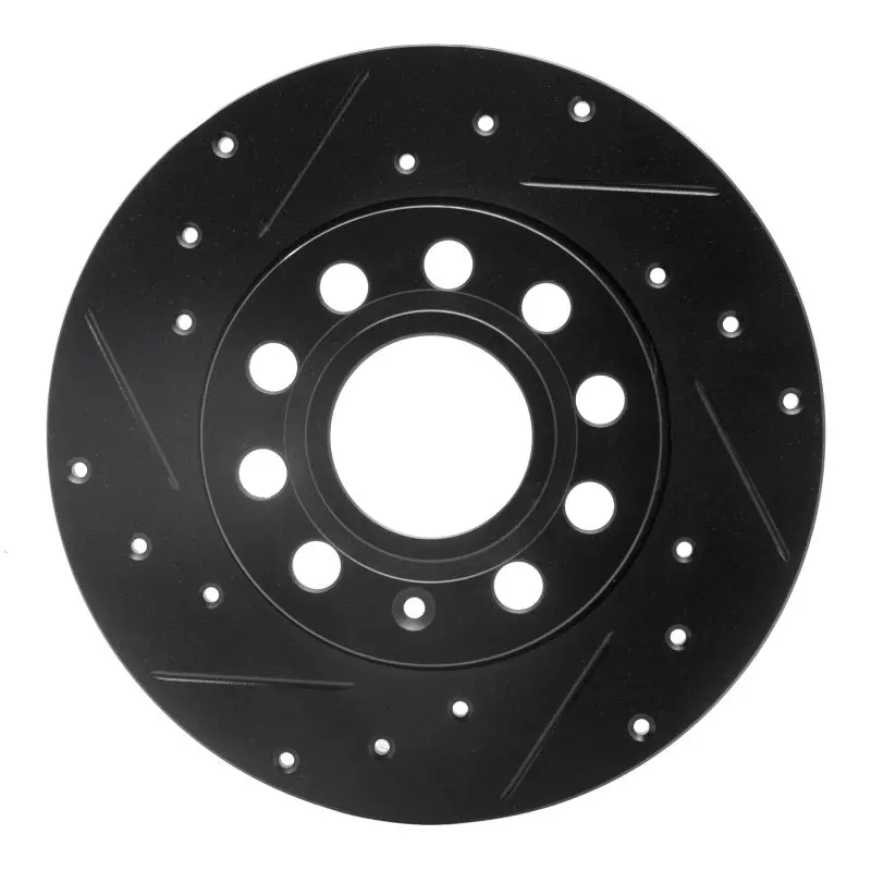 R1 05-13 Audi A3 Rear Left Drilled & Slotted Black Brake Rotor 1
