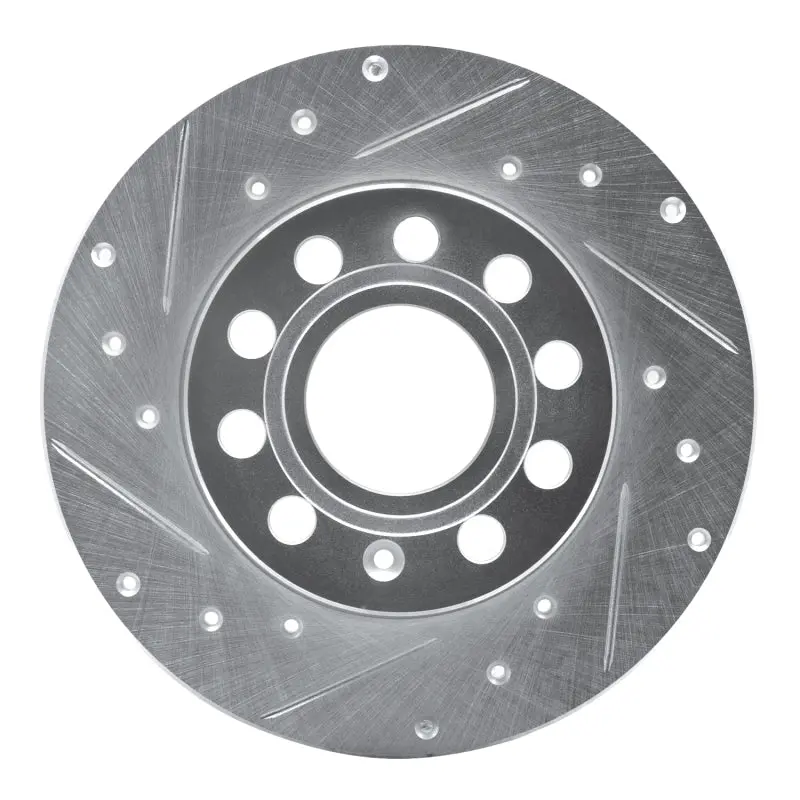 R1 05-13 Audi A3 Rear Left Drilled & Slotted Silver Brake Rotor 1